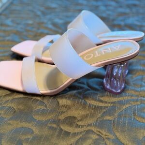 ANTONIO MELANI Pink and White Heeled Sandals